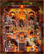 Book Nook Kit for Adults - DIY Dinosaur Museum Booknook, 3D Wooden Dollhouse Puzzle with LED Lights, Miniature Bookshelf Decor for Home Libraries