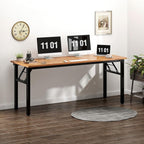 Need Computer Desk Office Desk 62 inches Folding Table with BIFMA Certification Computer Table Workstation No Install Needed, Teak AC5BB-157
