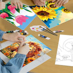 Cholemy 36 Pcs Paint and Sip Kit for Adults 8''x10'' Pre Drawn Canvas for Painting DIY Afro Acrylic Painting Kit Wood Easel Brushes Date Night Bulk for Christmas Party Gifts(Plants Animals)