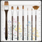 Sable Watercolor Brushes Professional, Fuumuui 7Pcs Sable Brush Set Variety Shapes with Flat, Round Pointed, Cat's Tongue Oval Wash Fan Brush Perfect for Watercolor Gouache Inks Painting