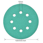 5-Inch 8-Hole Wet Dry Sanding Discs 60 Grit, Polyester Film Backed Heavy-Duty Hook and Loop Sandpaper for Random Orbital Sander, 50-Pack