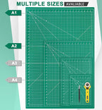Self Healing Cutting Mat, Density-upgraded 18inch x 12inch Sewing Mat for Crafts, 5-Ply Rotary Cutting Board Double-sided for Cutting Quilting Modeling Projects, Green