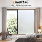 rabbitgoo Window Privacy Film, Frosted Glass Window Clings, Static Cling UV Heat Blocking Door Stickers for Home Bathroom, Removable Indoor Decal Coverings Day and Night, Pure, 35.4 x 78.7 Inches