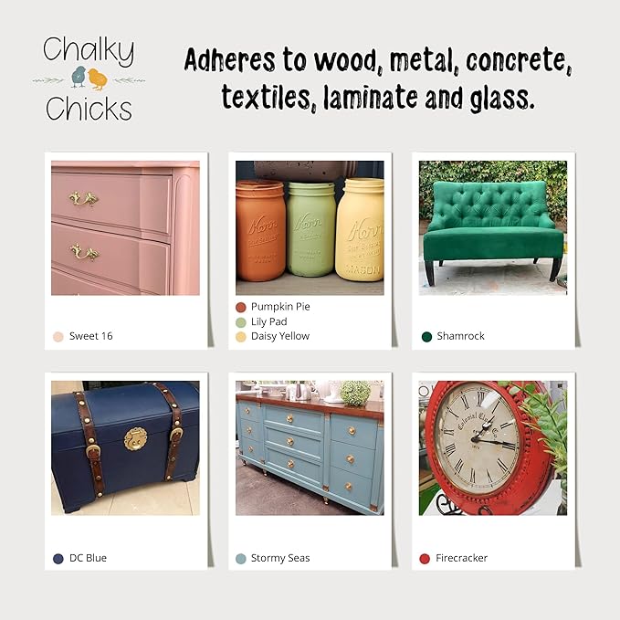 Chalky Chicks All-in-One Chalk Paint for Furniture or Cabinet - 4 Fl Oz - Matte Finish Aged Burlap White for Metal, Wood Furniture Paint - No Sanding All-in-One for Home Decor & Crafts, USA Made