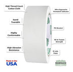 BookGuard 1-1/2 Inch Vinyl-Coated Cotton Cloth Bookbinding Repair Tape, 15 Yard Roll, White