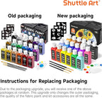 Shuttle Art Fabric Paint, 18 Colors Permanent Soft Fabric Paint in Bottles (60ml/2oz) with Brushes, Palette, Stencils, Non-Toxic Textile Paint for T-Shirts, Shoes, Jeans, Bags, DIY Projects&Art