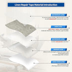 KING MOUNTAIN Linen Repair Patches, Self-Adhesive Linen Fabric Patches, 4 X 63 inch Extra Size, Multi Color, Can be Used for Linen Sofa Repair and Linen Clothes Repair (Cream-Gray 1.0)