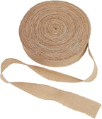 KINJOEK 2 Inch Wide 54 Yards Burlap Ribbon, Natural Jute Fabric Ribbon Crafts Ribbon for Christmas Wedding Gifts Burlap Fabric DIY for Decoration