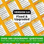QUOKKA Trivia Board Games for Kids and Adults - Version V2.0 - Family Night Geography Games 4xSet Higher or Lower Trivia Cards | Guess Fun Questions | 2 + Players - Challenge Your Geography Knowledge
