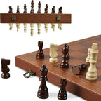 Magnetic Chess Set for Adult Kid, 15.4" Leather Chess Board with Handmade Chess Piece Including 2 Extra Queens and Storage Slot, Folding Portable Travel Chess Game for Beginner and Professional