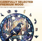Wooden Puzzles for Adults, Wooden Jigsaw Puzzles, Exquisite Raven Puzzle, Gifts for Family or Friends for Any Holiday.（11.4 * 11.4 in 200pcs）