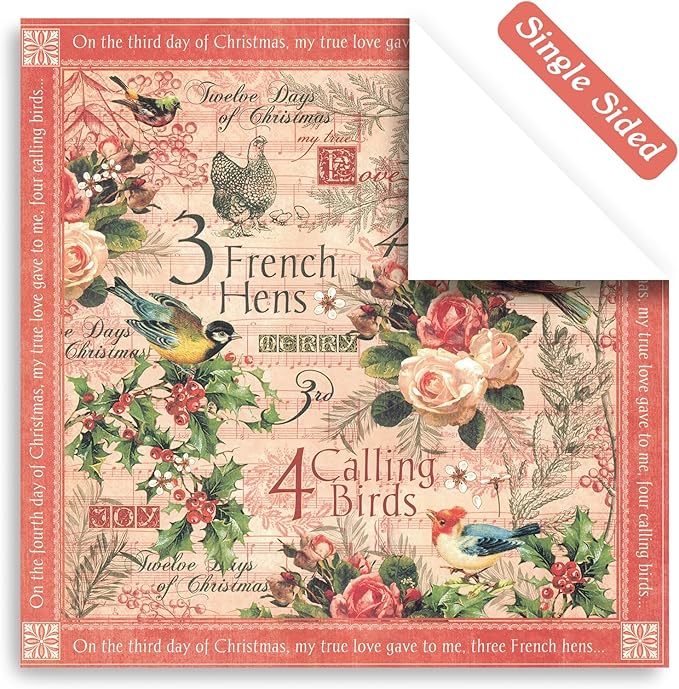 24 Sheets 12 Designs Scrapbook Paper Pad,6"×6” Single-Sided Decopodge Craft Cardstock Paper,Scrapbooking DIY Decorative Background Cardmaking Supplies.Carols