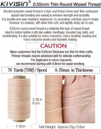 0.55mm Bonded Round Waxed Polyester Thread 76 Yards Each, 12 Rainbow Color Wax Coated String Thin Cord for Micro Macrame, Bracelets Braided, Leather Sewing, Stitching, Beading and Bookbinding