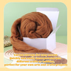 3.53oz Wool Roving Yarn, Fiber Roving Wool Top, Pure Wools, Chunky Yarn, Spinning Wool Roving for Needle Felting Wet Felting DIY Hand Spinning (Wood Brown)