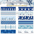 Whaline 12 Rolls Winter Washi Tape Blue White Snowflake Snowman Holiday Masking Tape Xmas Tree Reindeer Assorted Pattern Washi Tape for Scrapbook Journal DIY Craft Gift Wrapping Party Decor