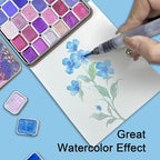 Mini Shifting Watercolor Paint Set, 30 Color Glitter Watercolor Painting Kit, Metallic Watercolor Paints, Solid Water Colors Paint Adult Set, Detail Paint Brush Included, for Artists