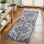 Lahome Washable Runner Rug, 2x5 Bohemian Kitchen Rug Runners Low Pile Bathroom Runner Rugs with Rubber Backing, Printed Throw Carpet Runners for Laundry Room Hallway Bedside, Blue Purple/Multi