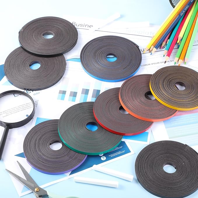 Magnetic Tape Roll Thin Strips, 0.39 Inch x 66 Feet Magnetic Board Dividers Whiteboard Graphic Decorative Tape Marking Line for Classroom Office Art Accessories(Purple)