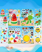 Aowplc 48 Sheets Summer Fun Make-a-Face Sticker Set for Kids – Create Your Own Faces with Beach, Tropical & Animal Stickers – Ideal Summer Crafts, Party Favors & Creative Activities