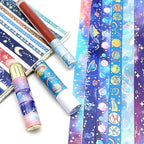 24 Rolls Washi Tape Set - Gold Foil Galaxy Decorative Masking Tape Constellation,Stars,Celestial,Adhesive Tape for Bullet Journal,Diy Craft,Scrapbooking Supplies,Gift Wrapping,Party decoration