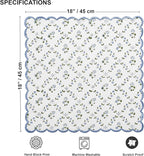 Ridhi Powder Blue Hand Block Print Napkins 18" x 18" Set of 4 Reusable Cotton Dinner Napkins for Weddings, Parties & Everyday Dining, Thanksgiving, Christmas, Fall