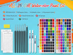 Caliart Watercolor Paint Set, 168 Colors Portable Travel Water Color Palette Kit with Detail Painting Brush, Art Supplies Christmas Gifts for Artists Adults Painters Beginners