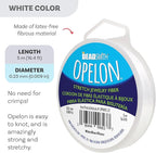 The Beadsmith Opelon Stretch Cord – Elastic Beading Fiber, White, 0.23 mm Diameter, 5 Meters (16.4 ft) Spool