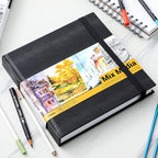Ohuhu Mix Media Pad - 8.3"x8.3" Mixed Media Art Sketchbook, 120 lb/200 GSM Heavyweight Papers, 78 Sheets/156 Pages, PU Hardcover Mixed Media Paper Pad for Acrylic Painting Christmas Gift