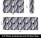 Kitchen Mats for Floor Modern Abstract kitchen rugs Grey and Purple Stripe Anti Fatigue Kitchen Mats Waterproof Floor Mats Cushioned Non-Skid Standing Mats for Kitchen, Set of 2,17.3 x 28+17.3 x 47