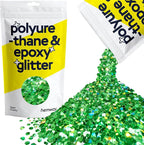 Hemway Glitter for Resin 100g Emerald Green Holographic Metallic Crystals for Epoxy Craft Super Chunky Flakes Tumblers Wax Melt