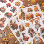 Scrapbook Stickers 20 Sheets 240 Pre-Cut Washi Stickers for Journaling PET Transparent Book Sticker Sunflower Sticker Decorative or DIY Paper Crafts, Arts and Crafting Projects