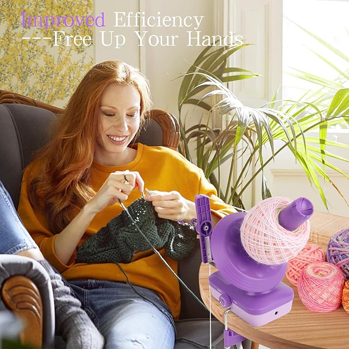 Electric Yarn Winder for Crocheting-Automatic Crochet Yarn Ball Winder for Perfect Neat Cakes-Stepless Speed with Strong Tension, Tangle-Free Knitting Gift for Seniors with Arthritic Hands(B)