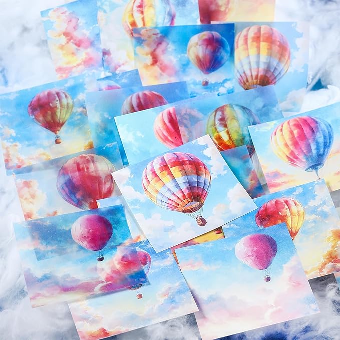Sky-Themed Scrapbook Paper Set, 120PCS Dual-Material Ephemera for Junk Journaling, Scrapbooking, DIY Crafts, and Art Supplies