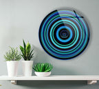 My Photostation.com 31.5''(80cm) Diameter Blue and Green Round Glass Wall Art Tempered Glass Printing Wall Decor Large Wall Art Wall Hangings
