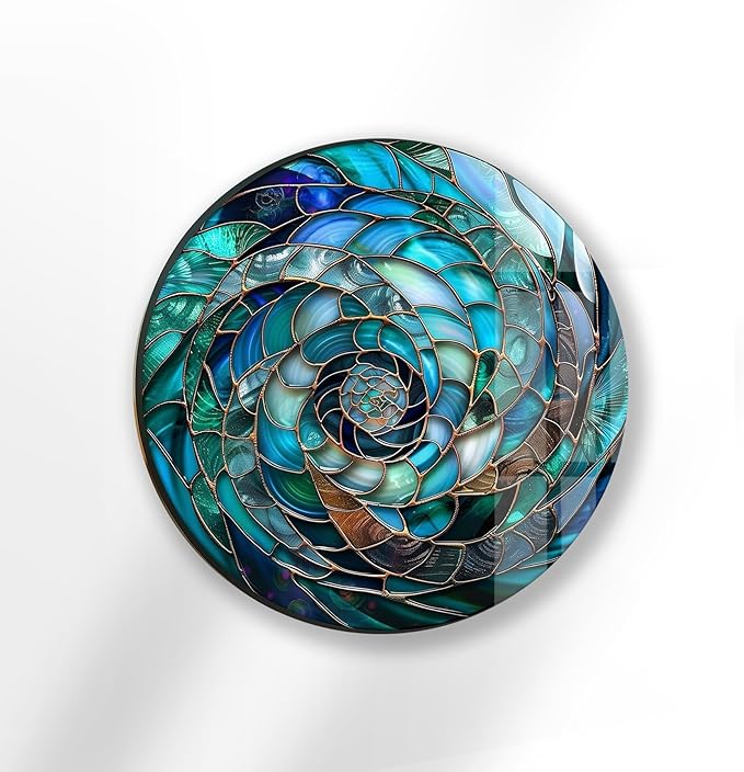 My Photostation.com 15.8''(40cm) Diameter Ocean Vortex Spiral Round Glass Wall Art Tempered Glass Printing Wall Decor Large Wall Art Wall Hangings