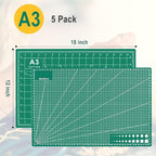 5 PCS Self Healing Cutting Mat 12" x 18": Sewing Rotary Cutting Mat for Crafts and Fabric Sewing Scrapbooking Quilting and Precision Cutting (5, Green)