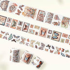 WT Stamped Wings Washi Tape Sticker Set – 3 Rolls Decorative Butterfly & Wing Washi Sticker Tape, Wide Vintage Adhesive Tape for Journaling, Scrapbooking, Planner, DIY Crafts & Wrapping