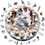 Wooden Puzzles Adults, 3D Wolf Puzzles 300 Pieces, Unique Animal Shaped Wood Challenging Jigsaw Christmas Puzzles Gifts for Adults, 13.4x13.4in