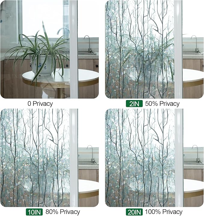 DKTIE Nature Pattern Rainbow Window Film Decorative Stained Glass Window Film Static Cling Films Easy Apply Removable Comes with Tools (U1747-rainbow, 17.7" x 118.1")