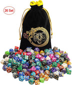 CiaraQ DND Dice Sets - 26 X 7 Polyhedral Dice (182pcs) with a Large Drawstring Bag Great for Dungeons and Dragons, Role Playing Table Game.