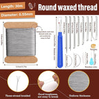 Upholstery Repair Kit, 0.55mm 98 Yard (3 Colors) Waxed Thread with 8 Pcs Heavy Duty Leather Needles for Hand Stitching, Canvas & Quilting - Round Waxed Thread- Black/Gray/Brown