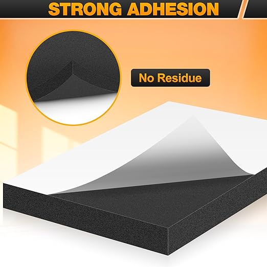 MYFAMIREA 8 PCS Adhesive Foam Padding Sheets Closed Cell Self Adhesive Sticky Foam Pads, 1/4" Thick 4'' x 4'' Neoprene Rubber Sheets Non-Slip Insulation Pads Vibration for Furniture Crafts Cars, Black
