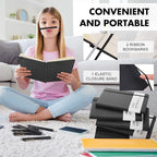 Aodaer 12 Set Lined Notebook Journals with Pens A5 Notebooks 100 GSM College Ruled Hardcover Notebook PU Leather Notepad with Pen Holder for Office School, 5.7 x 8.3 Inches, Black