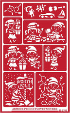 Over'N'Over Reusable Glass Etching Stencils – Durable Self-Stick Designs for Glass, Mirrors, and Ceramics with Armour Etch Cream – 5” x 8” Stencil Sheet - Elves