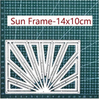 Mvchifay Cutting Dies for Card Making Metal Die-Cuts Scrapbooking Tool Hollow Frame DIY Craft Punch Template Embossing for Paper Album Decor (Sun Frame-14x10cm)