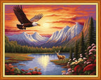 Foxhool Beginners Cross Stitch Kits Stamped Full Range of Embroidery Kits for Adults DIY Cross Stitches kit Embroidery Patterns for Needlepoint kit-Eagles Cleaved The Sky 16x20 inch
