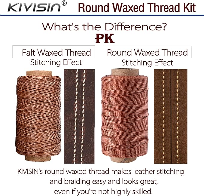Round Polyester Waxed Thread 0.55mm, 12 Neutral Colors 76 Yards/Spool Wax Coated String Thin Cord for Leather Upholstery Sewing, Stitching, Bookbinding, Beading, Micro Knotting and Braiding