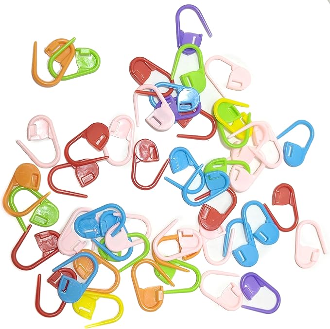 60Pcs Colorful Knitting Markers Crochet Clips Crochet Pins Bulk Stitch Markers Locking Stitch Knitting Place Markers DIY Craft Plastic Safety Pins Weave Stitch Needle Clip Counter（7 Colors (60 Pcs)