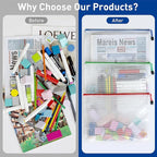 VVCO Mesh 32pcs Zipper Pouch Bags - A3 Size, 8 Color Mesh Zipper Pouches for Organizing, Board Game, Travel, School & Office