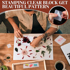 Mudder 7 Pieces Acrylic Stamp Blocks Set Clear Stamping Blocks Tools for Kids with Grid and Grip Scrapbooking Craft Making, Decorative DIY Essential Stamping Tool(Straight Edge)